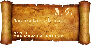 Macsicska Izóra névjegykártya